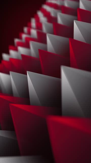 Red And Gray Triangle Shape Geometric Backgrounds - 3D Rendering - Seamless Loop - 4K Resolution