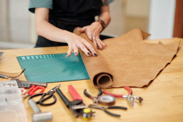 Rolling out Piece of Leather