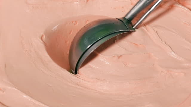 Peach Flavor Gelato Luxury Ice Cream Is Scooped