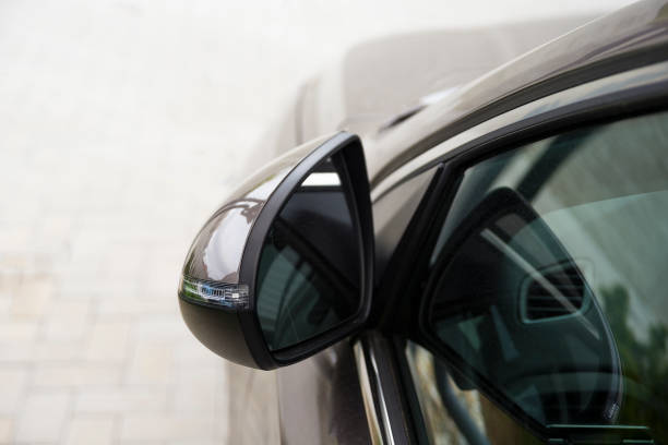 istock Folded side view car mirror placed on the exterior 1487285970