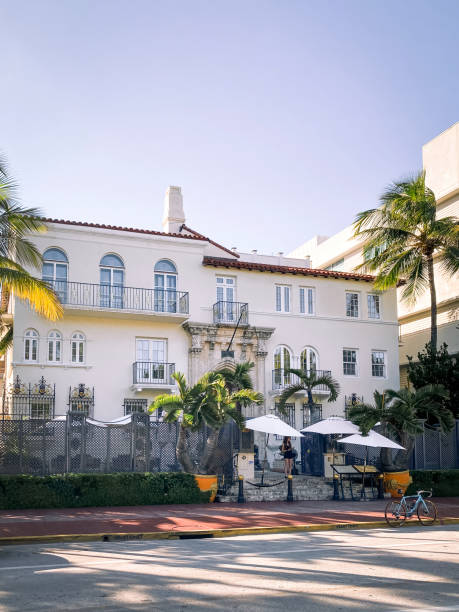 Casa Casuarina, also known as the Versace Mansion, in Miami Beach, Florida, USA Miami Beach, Florida, USA - November 1, 2022: The Casa Casuarina, also known as the Versace Mansion, against blue sky 1 hotel south beach stock pictures, royalty-free photos & images