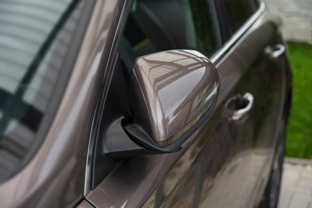 istock Folded side view car mirror placed on the exterior 1487286042