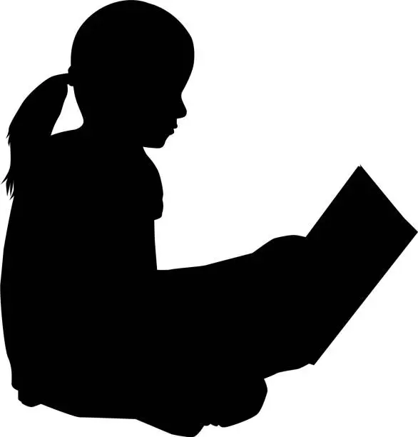 Vector illustration of Silhouettes of people with a book.