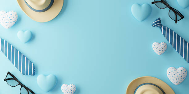 istock 3d Rendering. Design banner for father's day on blue background. With Copy space. 1487287631