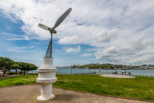 Plymouth, UK. 2 April 2023. Historic RAF Mount Batten Memorial in Plymouth