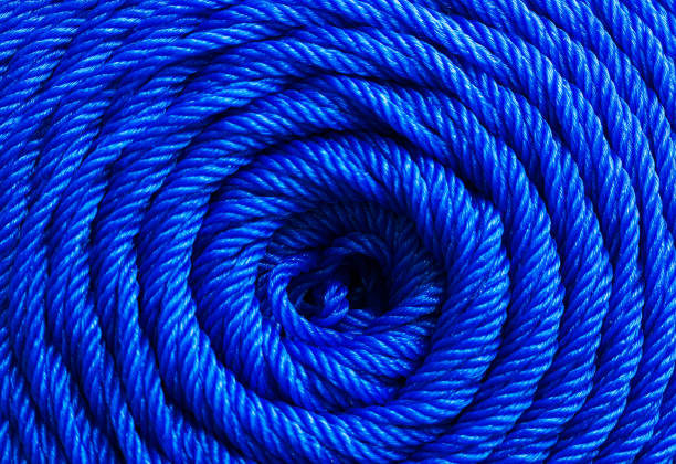 blue macro rope background,Climbing rope. Colorful climbing rope.