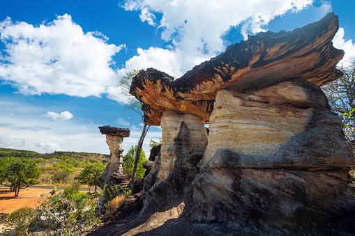 Ubon Ratchathani,Sao Chaliang, Mushroom-like rocks that have been eroded by water and wind in Ubon Ratchathani, Thailand