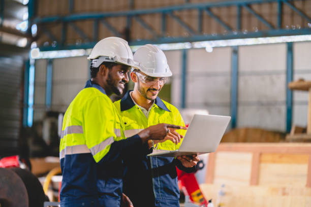 istock Professional engineer team full skill quality working to maintenance and training with industry factory worker, Warehouse workshop for factory operators and mechanical engineering team production. 1487291815