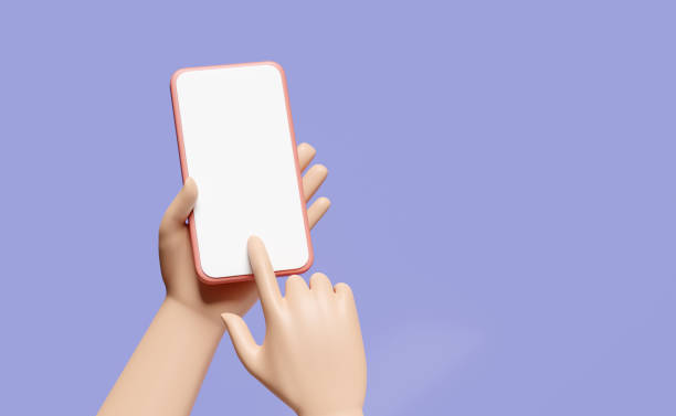 istock 3d hand using mobile phone, isolated on purple background. hand holding smartphone screen phone template, empty screen phone mockup, minimal concept, 3d render illustration 1487291879