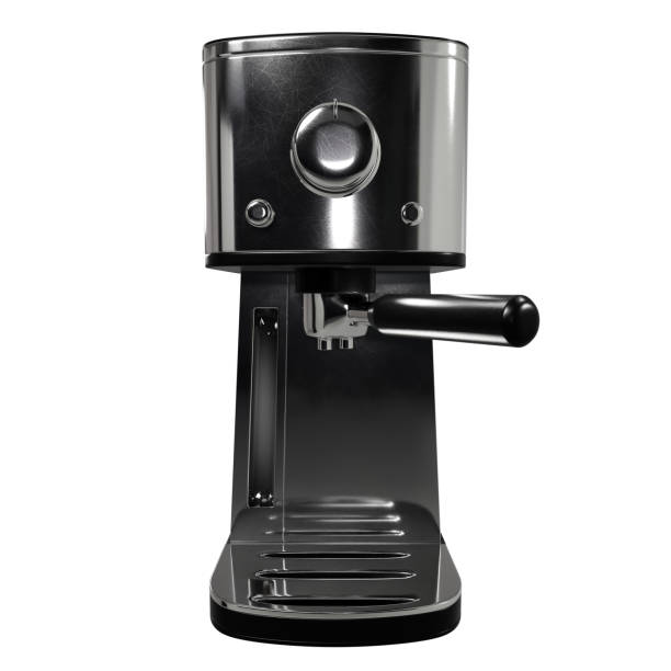 istock A black and silver espresso coffee machine was rendered in 3D and placed on a white backdrop. 1487297791