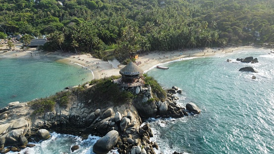 Drone view of Tayrona Park, in Colombia