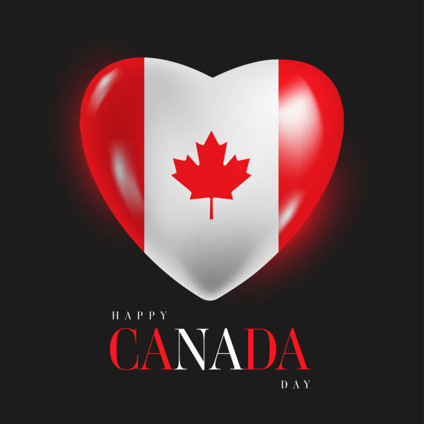 Happy Canada Day. Canada flag in Heart Happy Canada Day. Canada flag in Heart canada day poster stock illustrations