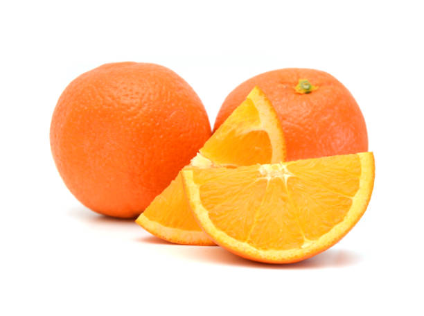istock Nice fresh orange isolated in wooden bowl on a white background 1487303775