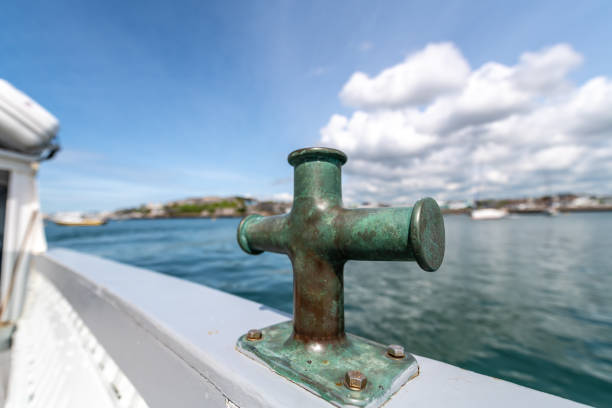 Copper mooring post on a boat in Plymouth