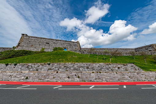 Detail of the Steep Walls of 17th Century naval fortress in Plymouth