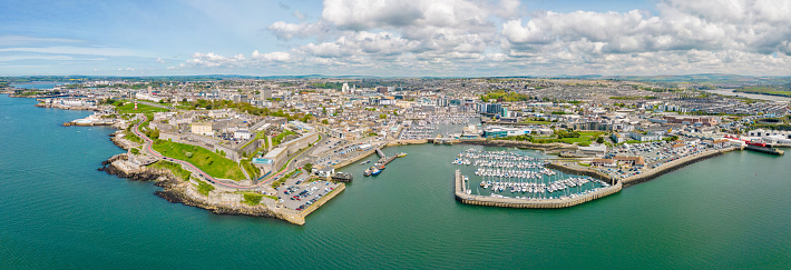 Panorama covering Plymouth Hoe and Harbour in Devon