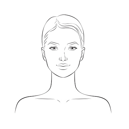 Face of a young beautiful woman, vector illustration.