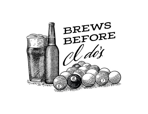 Brews Before I do's Brews Before I Do's lockup pool cue stock illustrations