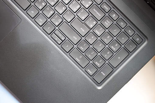 close up back laptop keyboard