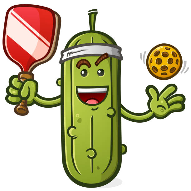 pickleball cartoon mascot character vector art illustration