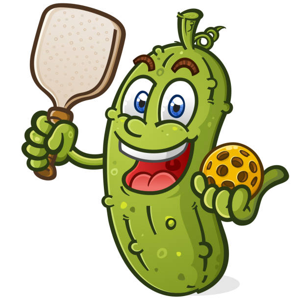 ilustrações de stock, clip art, desenhos animados e ícones de pickleball cartoon mascot character - tennis tennis ball serving racket