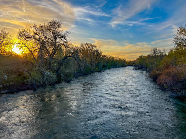 istock Sunset over the Boise River in spring 1487310899