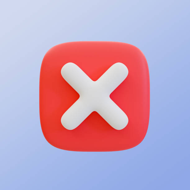 3d minimal red wrong mark. cancel icon. rejected, disapproved, no, false, not ok, wrong choices. cross mark icon. 3d illustration. clipping path included.