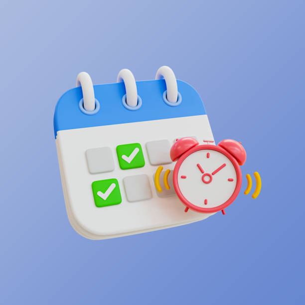 istock 3d minimal time management concept. schedule notification. meeting reminder. calendar with an alarm clock. 3d illustration. 1487311351
