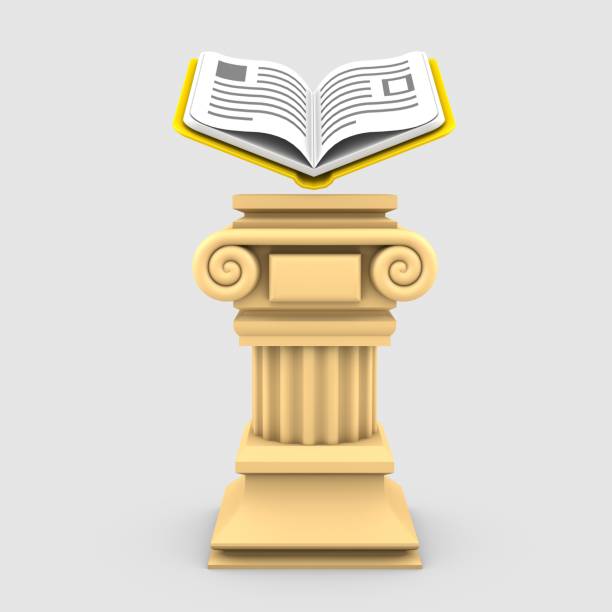 istock 3d illustration of antique book on a plaster column 1487311846