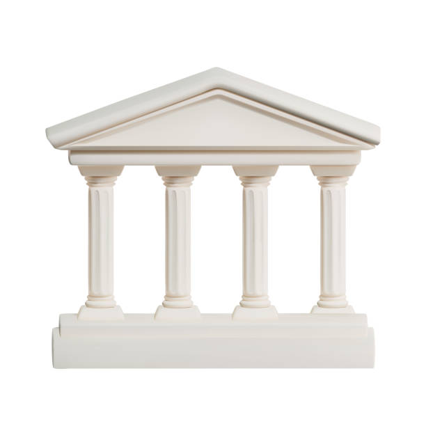 rendering der antiken säulenikone in griechischer form. für das image der bank. vektorgrafik im 3d-stil - bank column building exterior government stock-grafiken, -clipart, -cartoons und -symbole