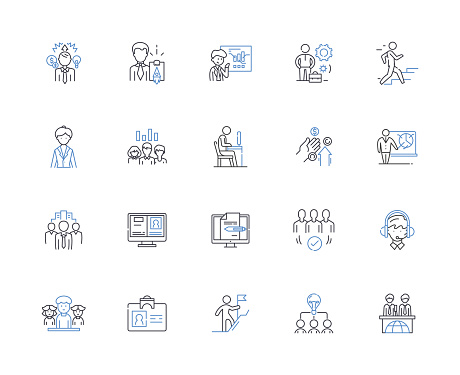 Self-realization outline icons collection. Enlightenment, Insight, Empowerment, Discovery, Awareness, Clarity, Discovery vector and illustration concept set. Transformation,Understanding linear signs and symbols