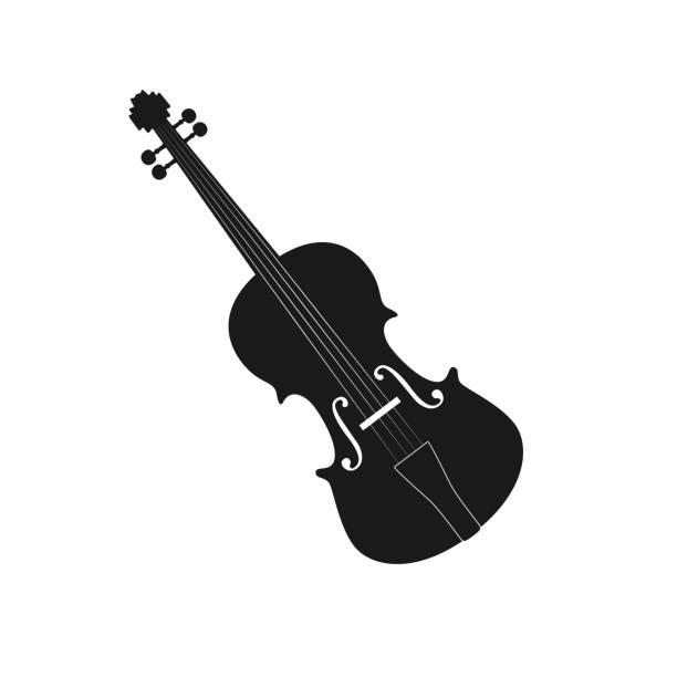 illustrations, cliparts, dessins animés et icônes de silhouette d’un violon isolé sur fond blanc. - musical theater music antique musical note