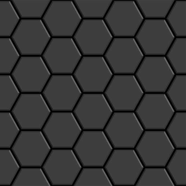 Dark Grey Glossy Ceramic Hexagon Tiles Seamless Pattern Modern