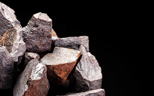 iron ore used in the metallurgical industry and civil construction, concept of mineral extraction , macro photography