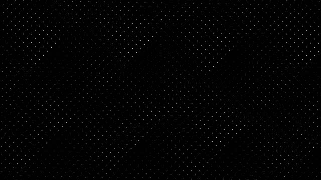 Abstract dynamic with white dots rhombus on black background.