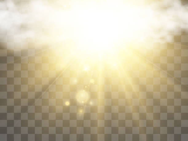 Vector illustration of the sun shining through the clouds. Sunlight. Cloudy vector. Vector illustration of the sun shining through the clouds. Sunlight. Cloudy vector. sun coming out after storm stock illustrations