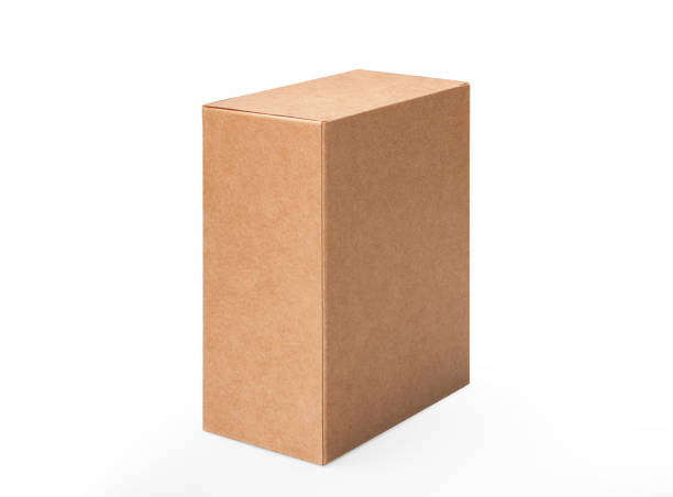 istock Brown blank paper box isolated on white background, clipping path 1487324625