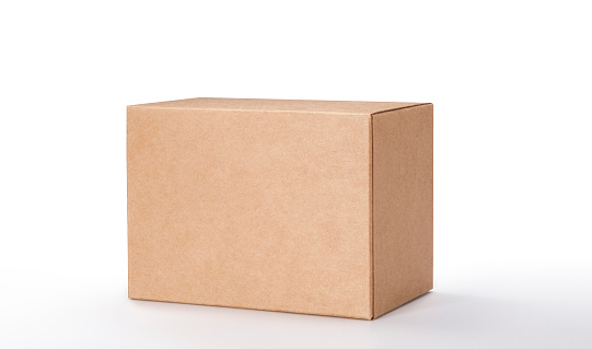 Brown blank paper box isolated on white background, clipping path