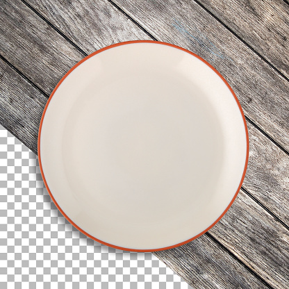 Clean empty ceramic plate isolated on transparency
