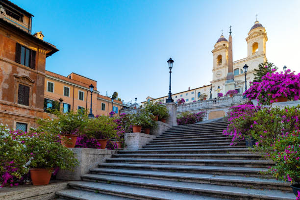 istock Spanish Steps in the morning with azaleas in Rome, Italy. 1487328788