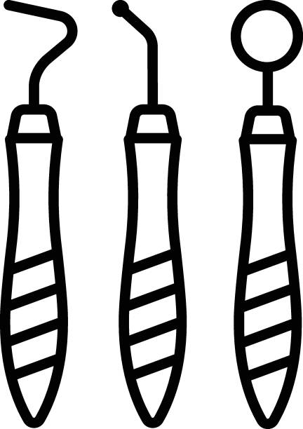 illustrations, cliparts, dessins animés et icônes de concept d’outils dentaires, conception d’icône vectorielle d’équipement de chirurgie dentaire, symbole de dentisterie, signe de soins de santé, illustration de stock d’instruments dentaires - dentist mirror orthodontist carver