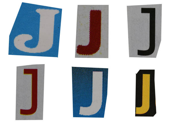 istock Letter j magazine cut out font, ransom letter, isolated collage elements for text alphabet, ransom note 1487329029