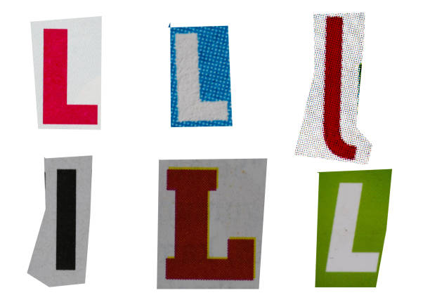istock Letter L magazine cut out font, ransom letter, isolated collage elements for text alphabet, ransom note 1487329038