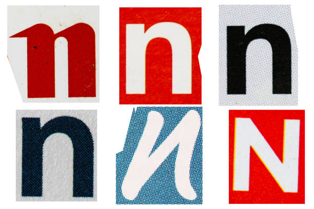 istock Letter n magazine cut out font, ransom letter, isolated collage elements for text alphabet, ransom note 1487329048
