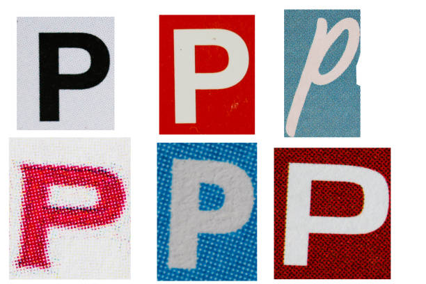 istock Letter p magazine cut out font, ransom letter, isolated collage elements for text alphabet, ransom note 1487329055