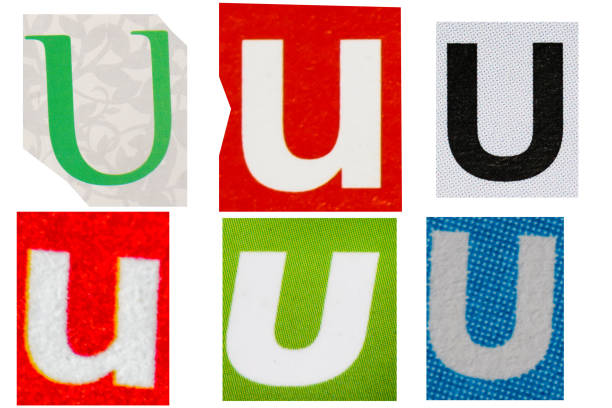 istock Letter u magazine cut out font, ransom letter, isolated collage elements for text alphabet, ransom note 1487329068
