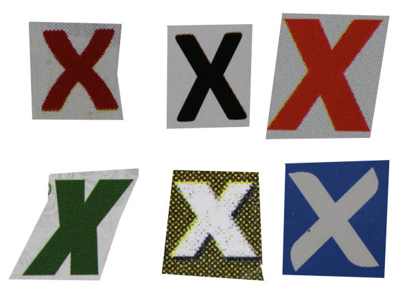 istock Letter x magazine cut out font, ransom letter, isolated collage elements for text alphabet, ransom note 1487329075