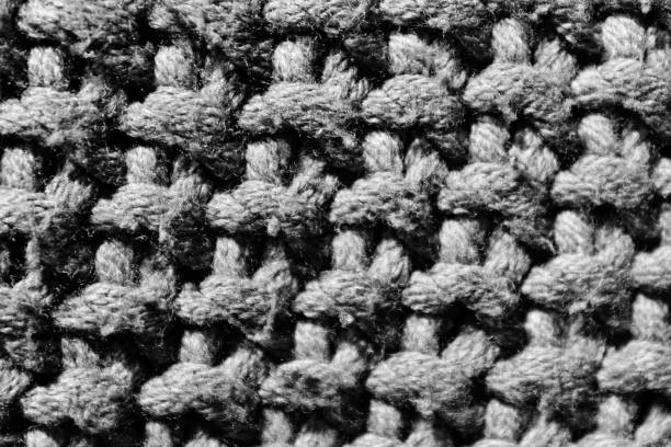 Abstract black and white wave strip texture fabric background.