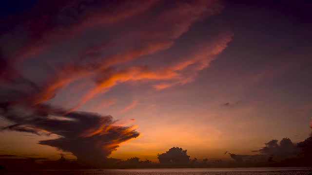 Time lapse view of a tropical sunset to night sky