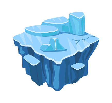 Floating Ice Island Vector Illustration